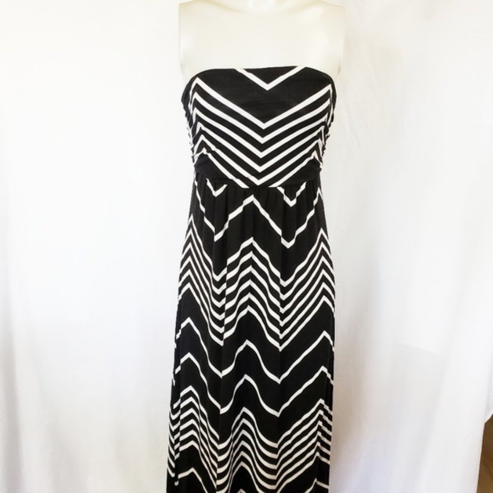 NWT Design History Onyx Chevron Strapless Maxi